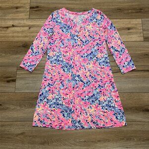 Lilly Pulitzer Banyan Shirt Dress SZ XS Coco Coral Crab Pullover V Neck